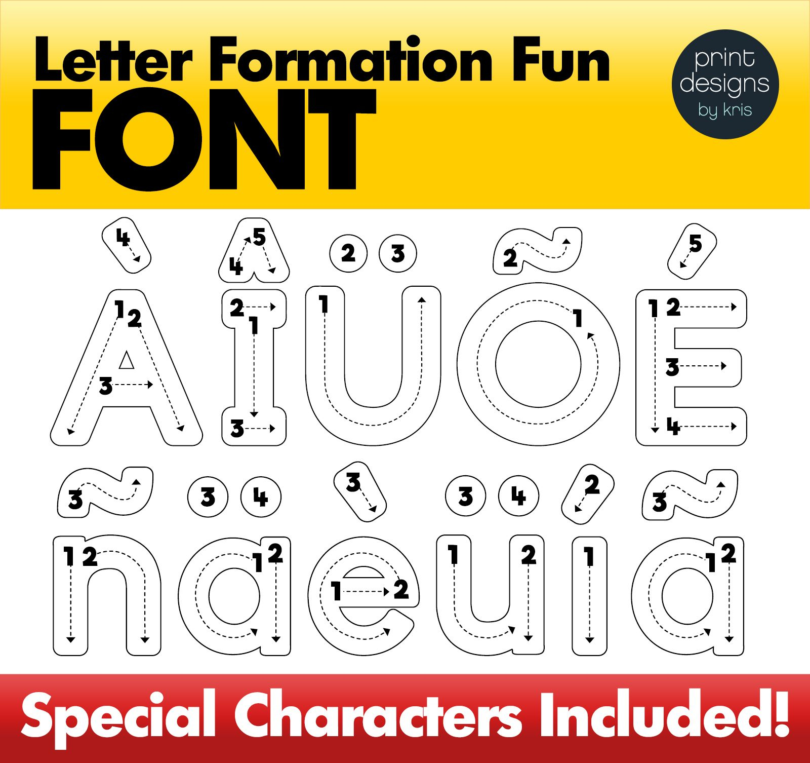 Alphabet Letter Tracing Font • Letter Formation Font