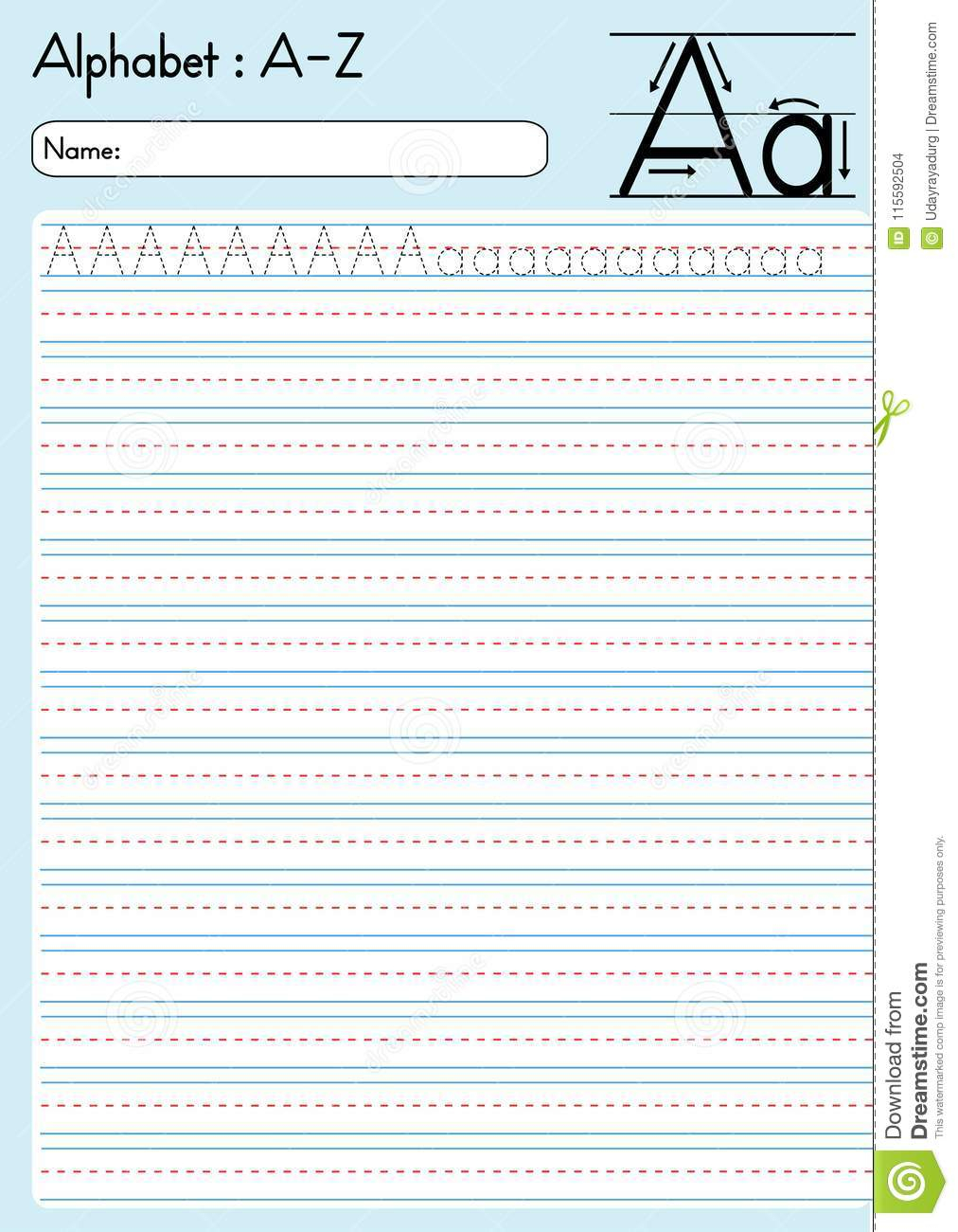 Alphabet Tracing A-Z Aa Stock Vector. Illustration Of