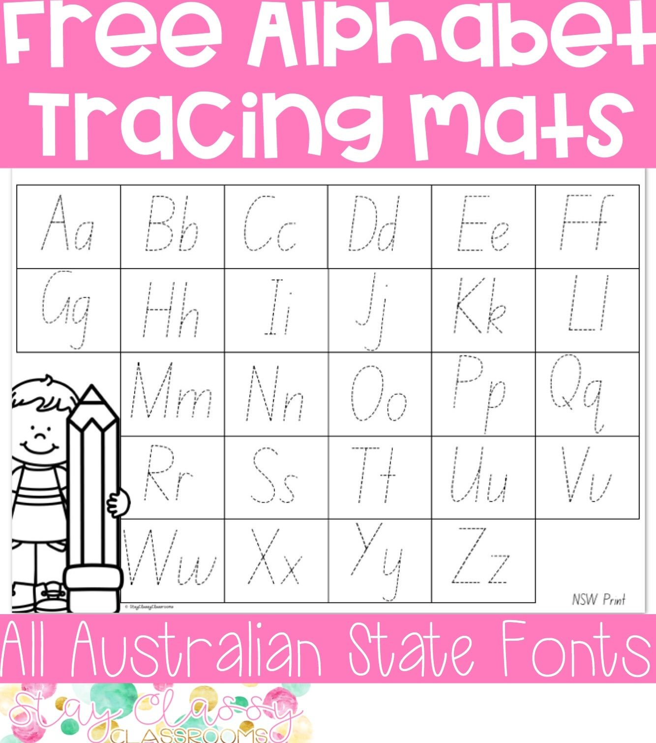 Alphabet Tracing Mats (Print And Australian Fonts