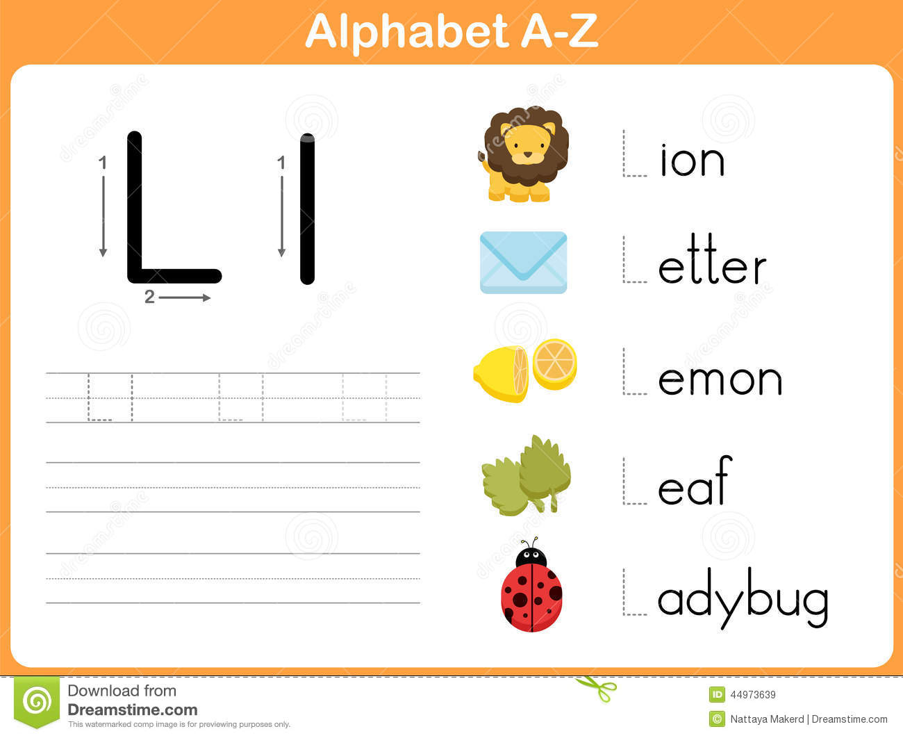 Alphabet Tracing Worksheet: Writing A-Z Stock Vector