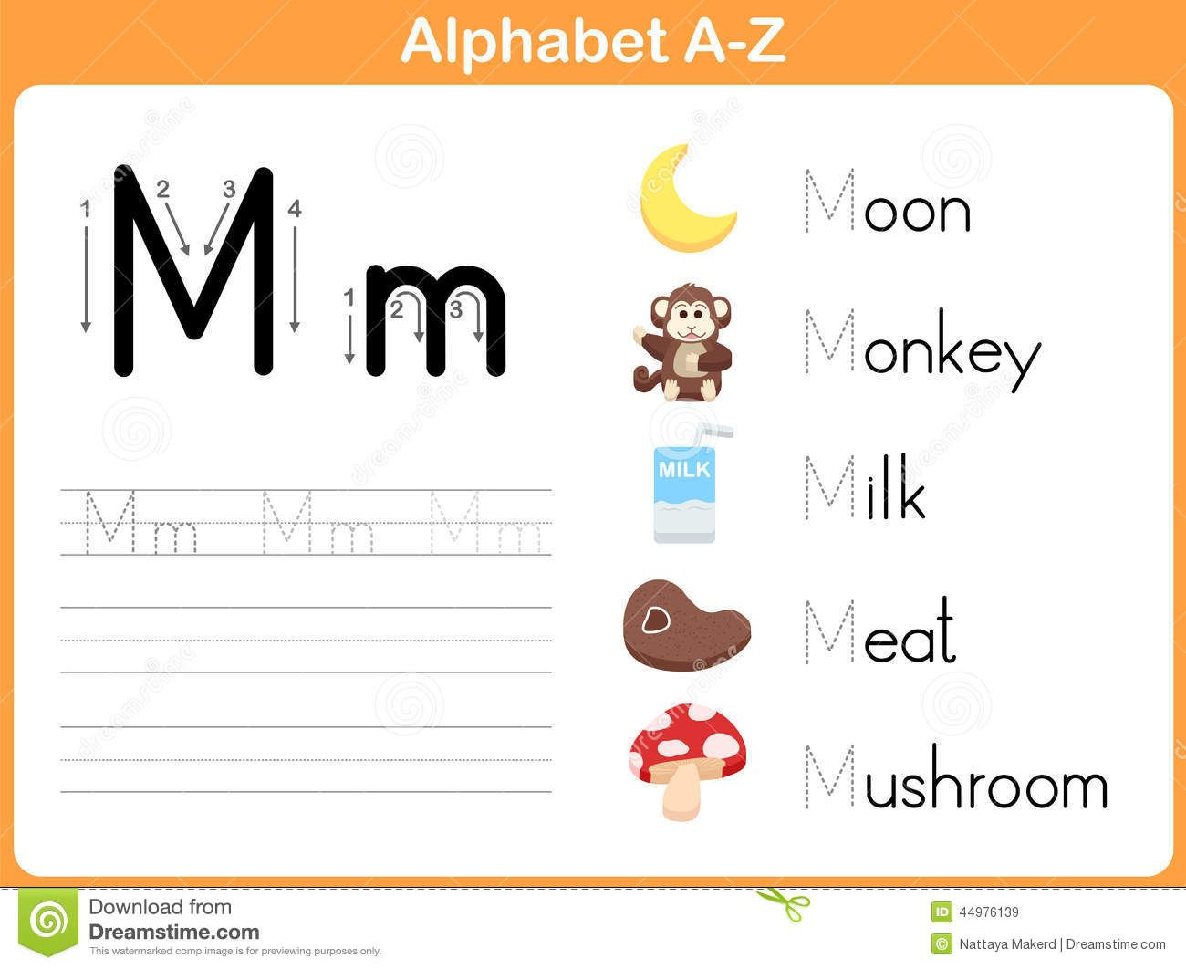 Alphabet Tracing Worksheet: Writing A-Z Stock Vector - Image
