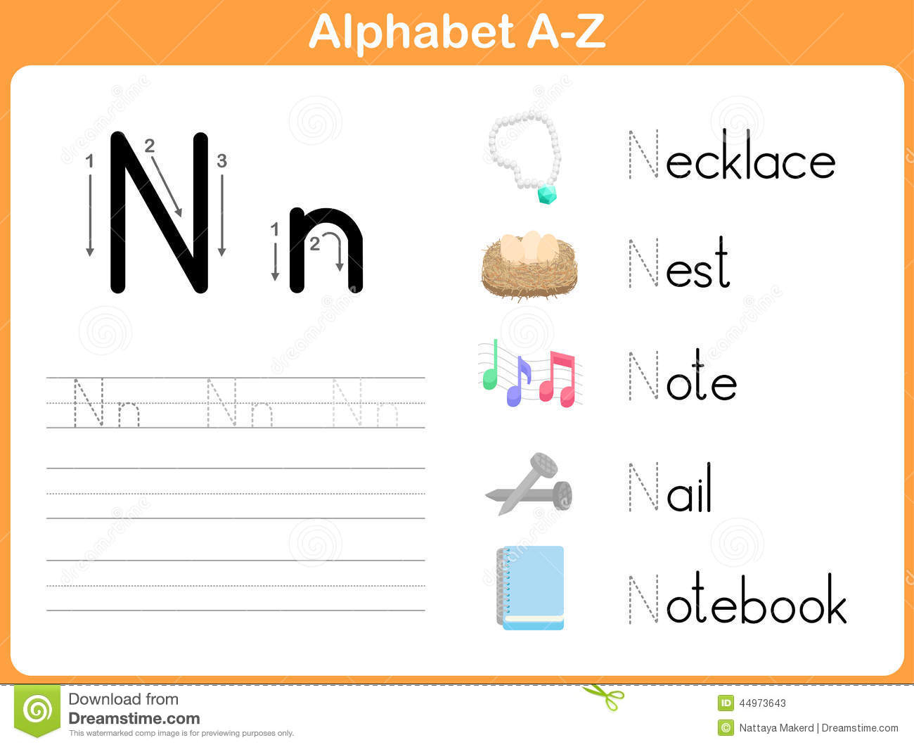 Alphabet Tracing Worksheet: Writing A-Z Stock Vector
