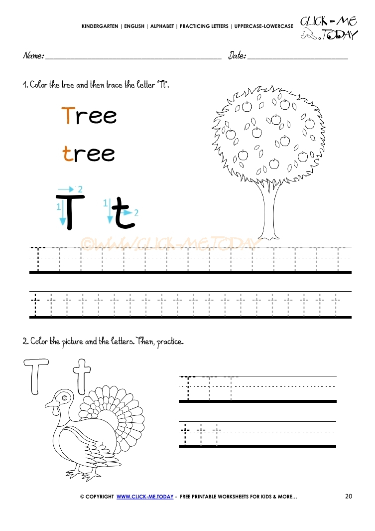 Alphabet Tracing Worksheets - How To Write Letter T