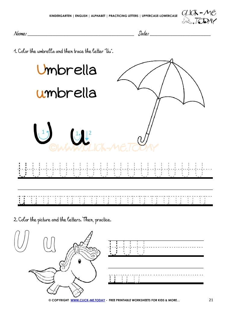 Alphabet Tracing Worksheets - How To Write Letter U