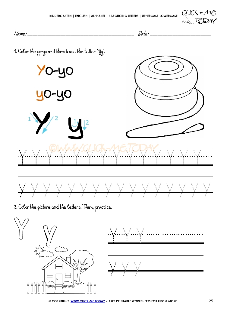 Alphabet Tracing Worksheets - How To Write Letter Y