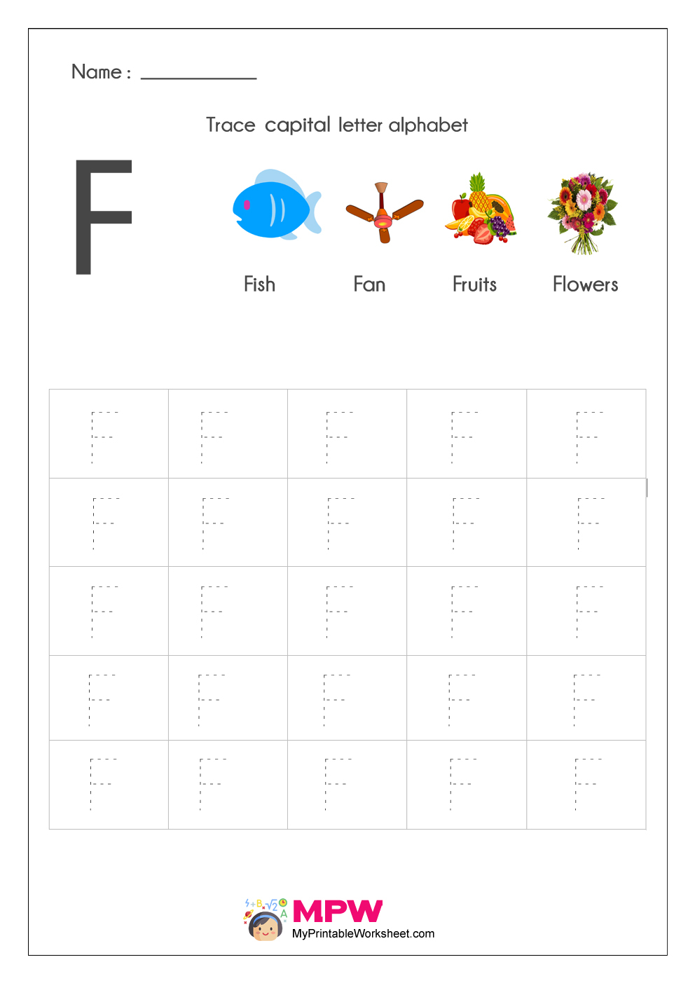 Alphabet Tracing Worksheets, Printable English Capital