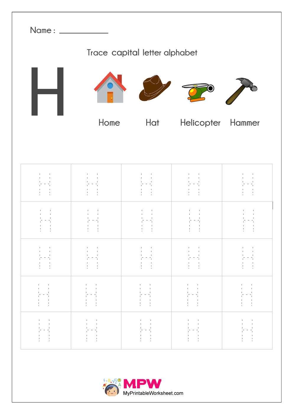 Alphabet Tracing Worksheets, Printable English Capital