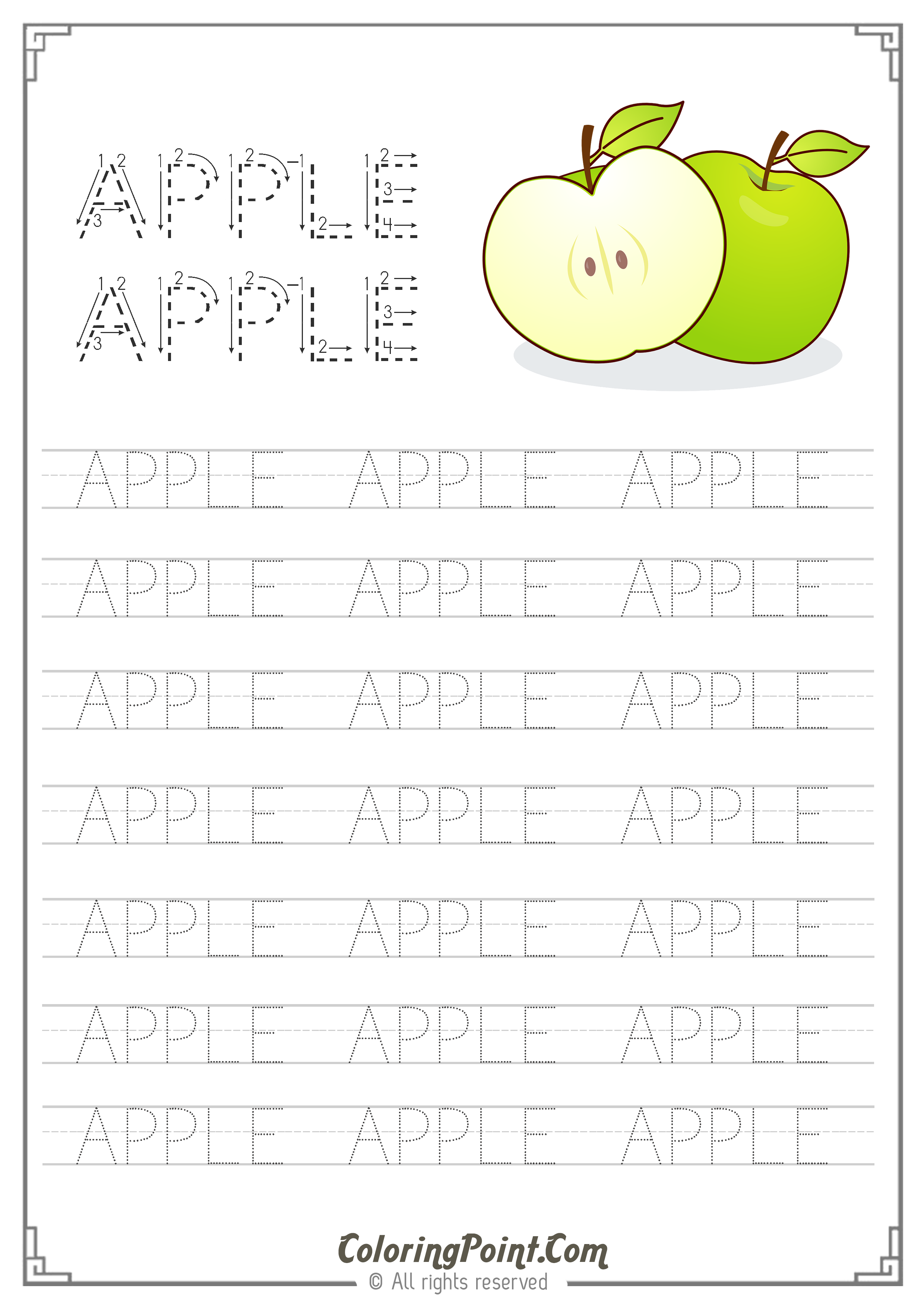 Apple Word Tracing Worksheet | Tracing Worksheets, Name