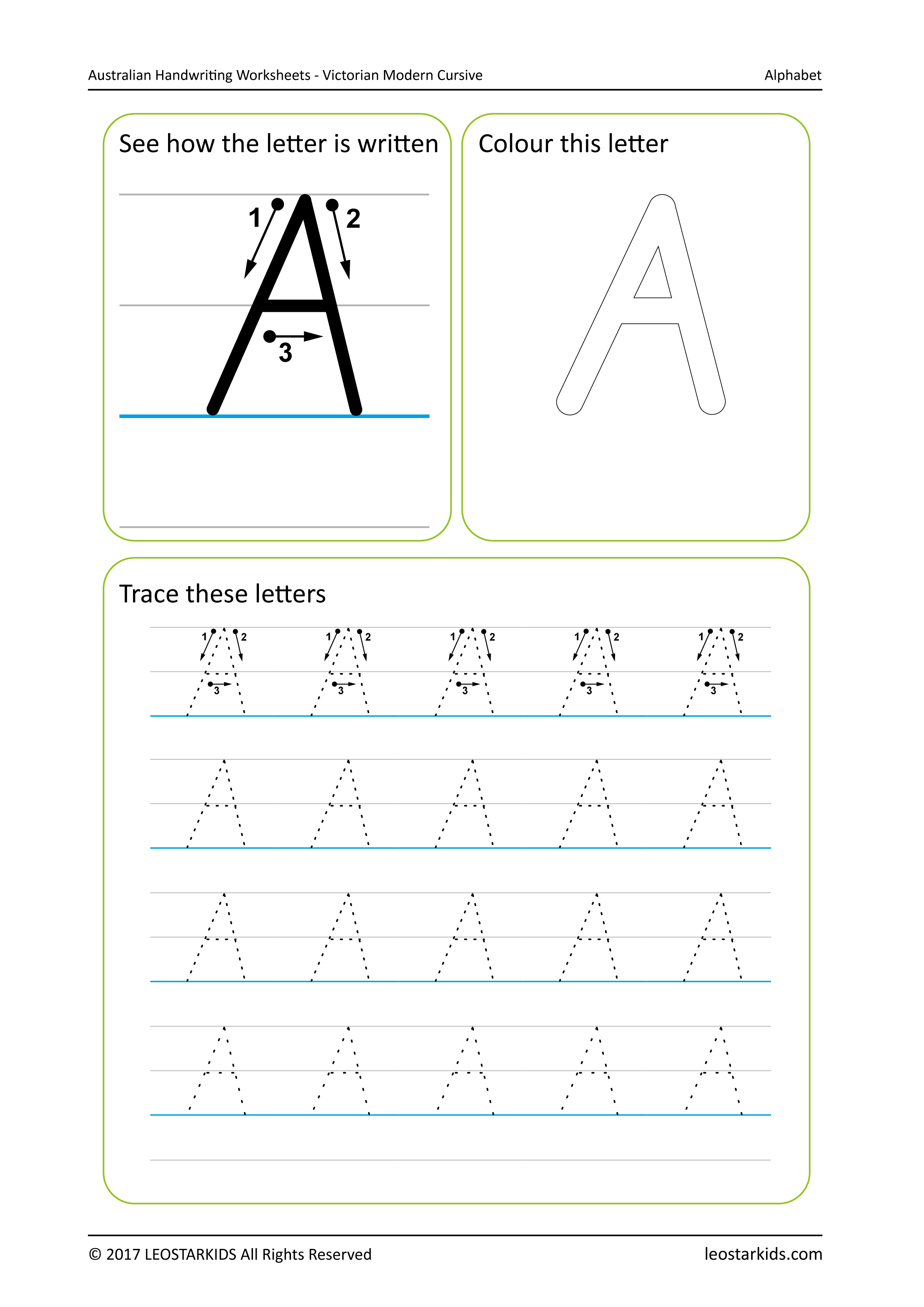 Australian Handwriting Worksheets - Victorian Modern Cursive