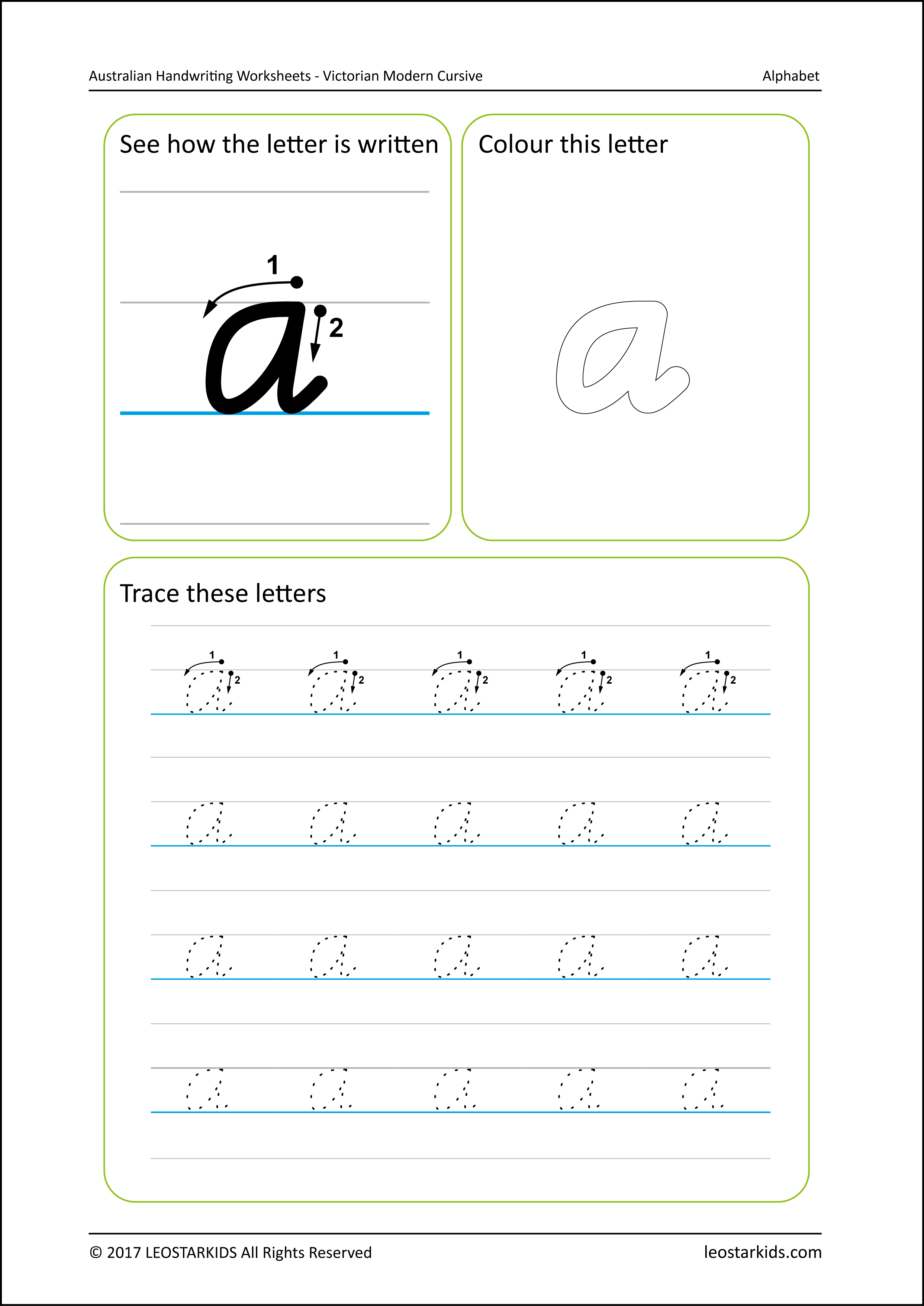 Australian Handwriting Worksheets - Victorian Modern Cursive