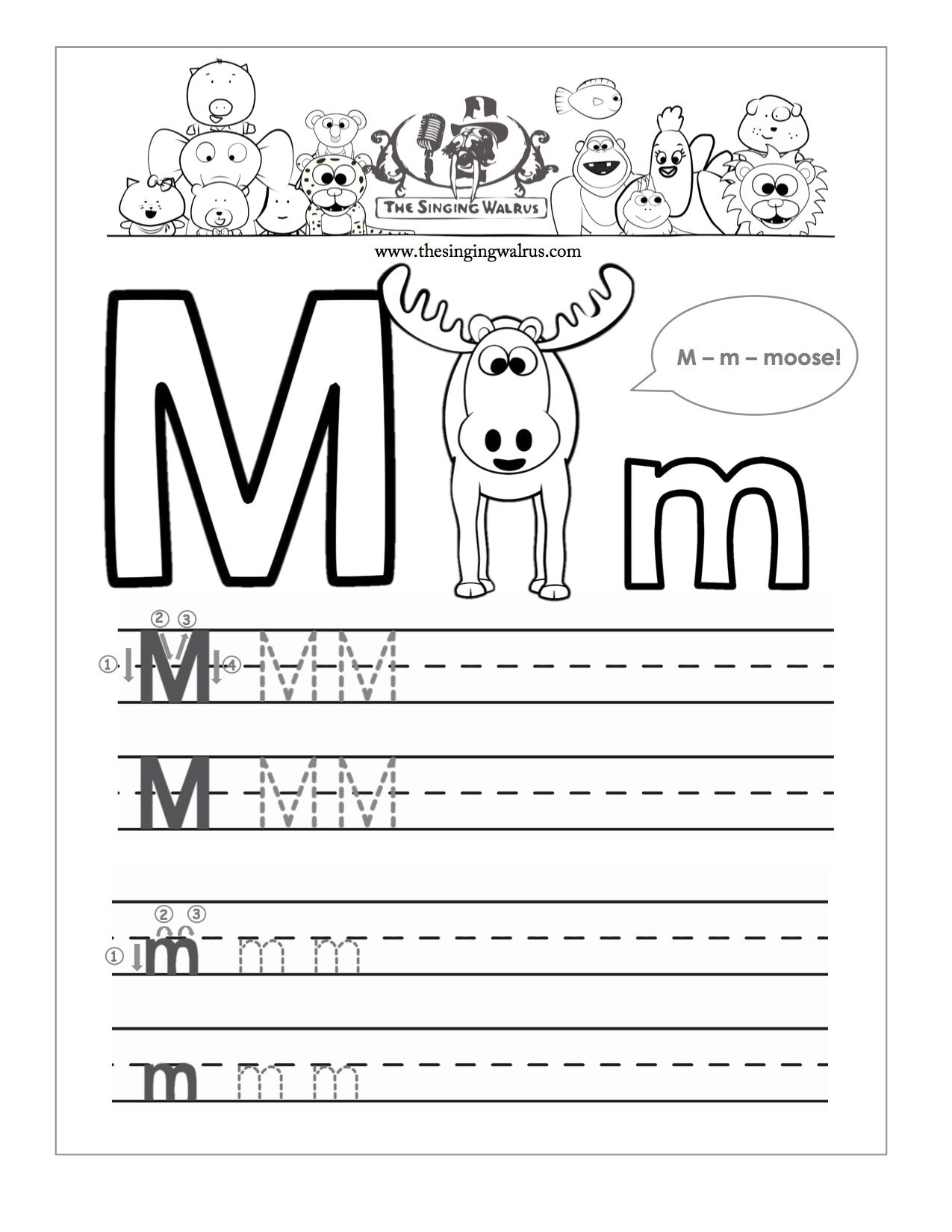 Beautiful Letter M Writing Worksheet | Educational Worksheet