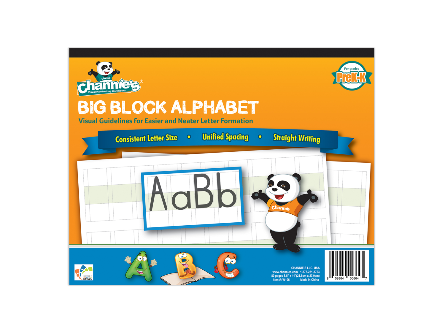Channie’S Beginner’S Visual Alphabets &amp;amp; Numbers Learning &amp;amp; Tracing  Workbooks, 3 Pack. Prek -K