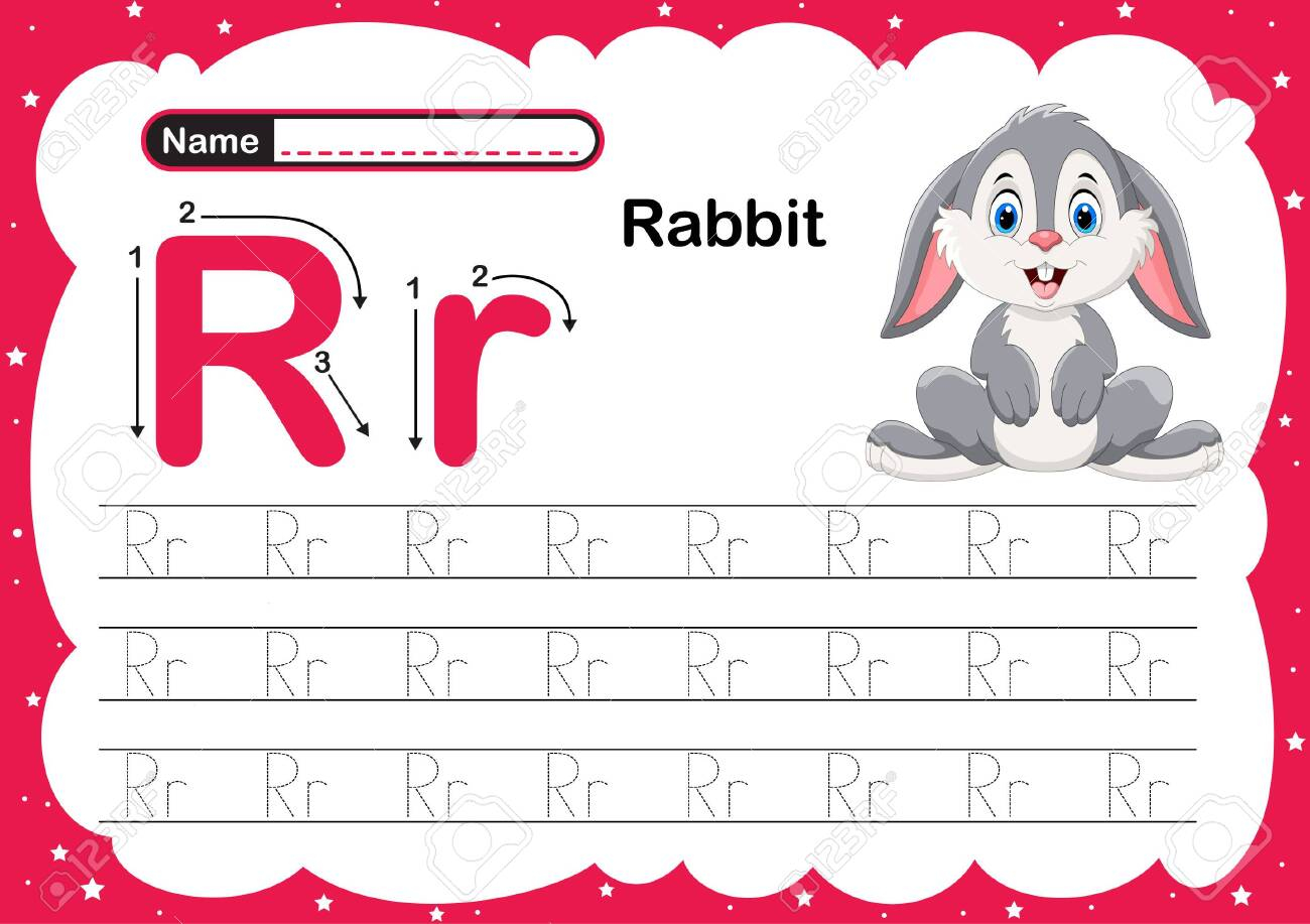 Colorful Letter R Uppercase And Lowercase Alphabet R, Tracing..