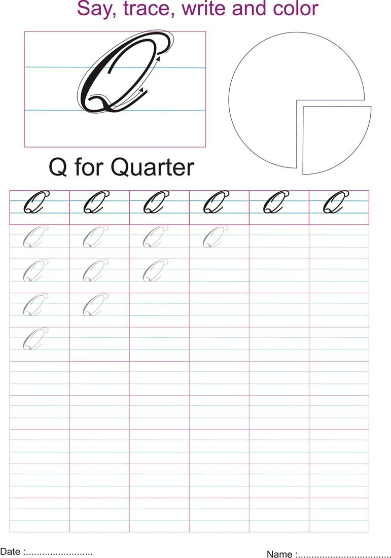 Cursive Captial Letter Q Worksheet | Letter Q Worksheets