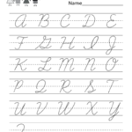 Cursive Handwriting Worksheet - Free Kindergarten English