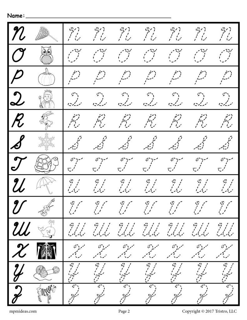 Cursive Uppercase Letter Tracing Worksheets | Cursive