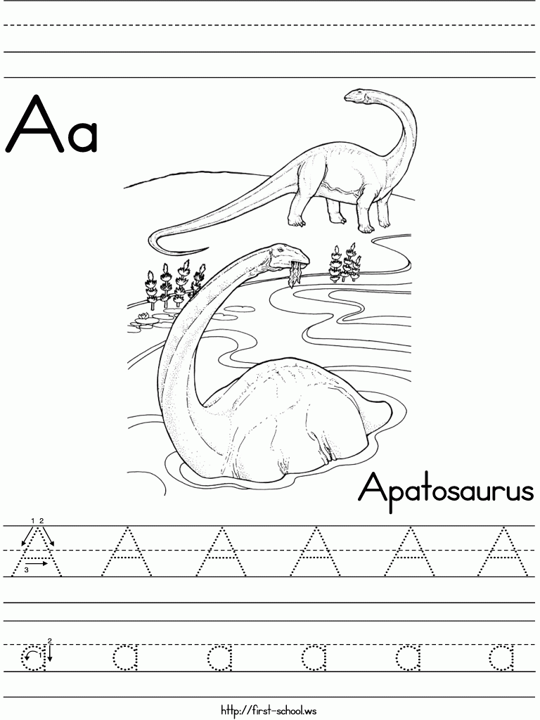 Dinosaur Alphabet Coloring Pages And Handwriting Practice