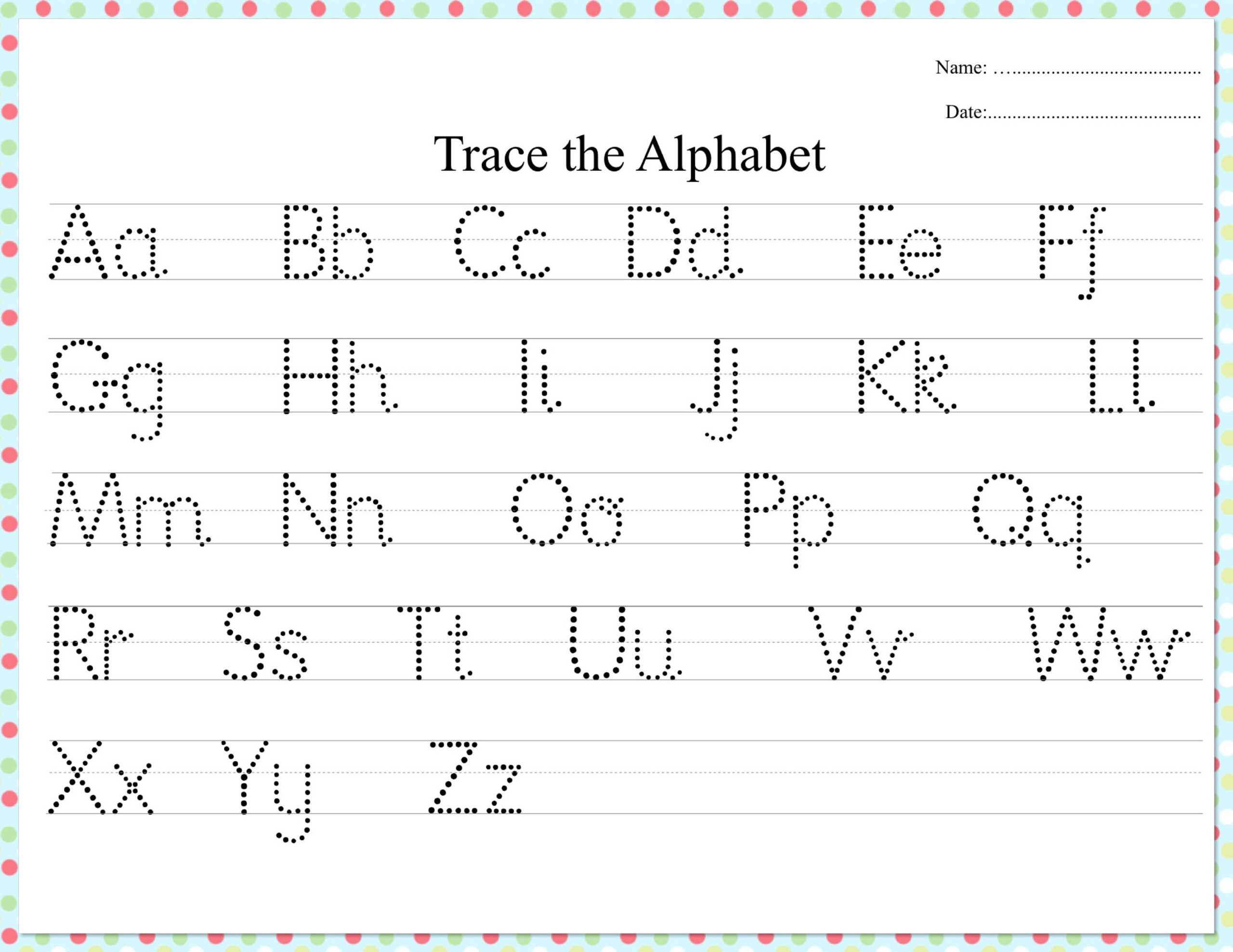 Dotted Alphabet Trace Practice Worksheet | Practices