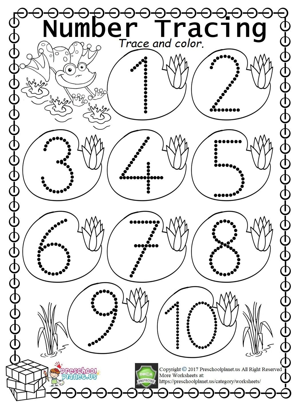 Easy Number Trace Worksheet Tracing Numbers First Week Of