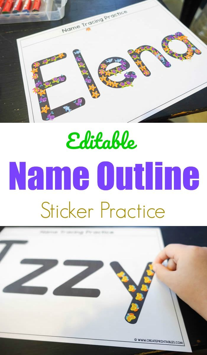 Editable Name Outline Sticker Practice | Preschool Names