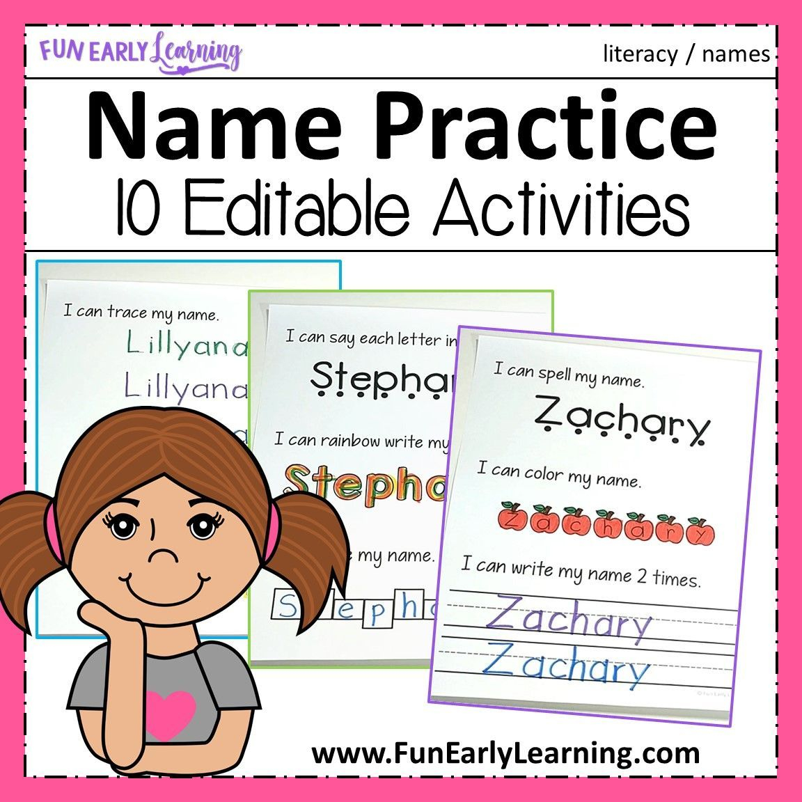 Editable Name Practice | Name Practice, Letter Activities