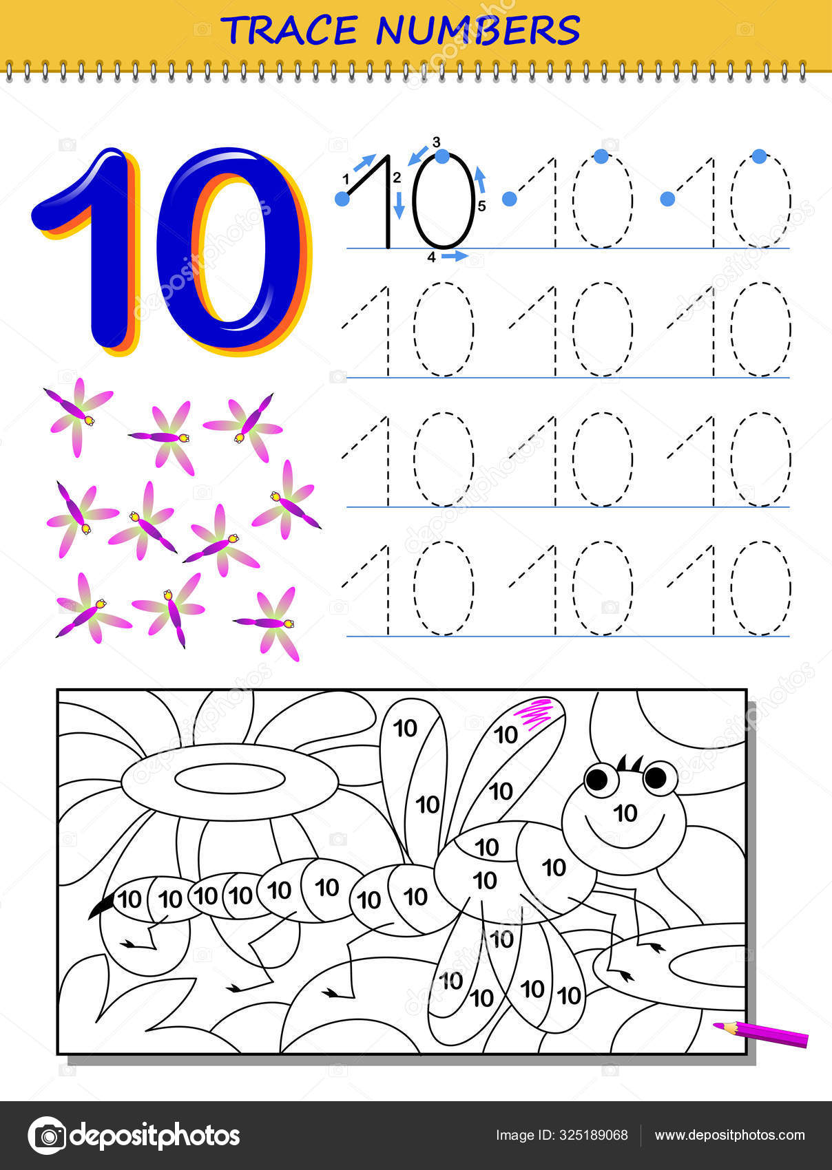 Educational Page Kids Number Printable Worksheet Children