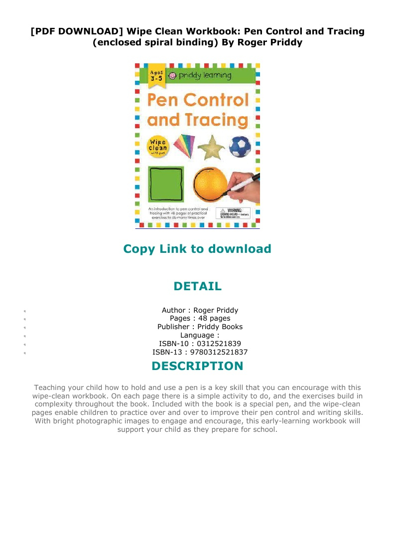 Enclosed Spiral Binding Wipe Clean Workbook Pen Control And