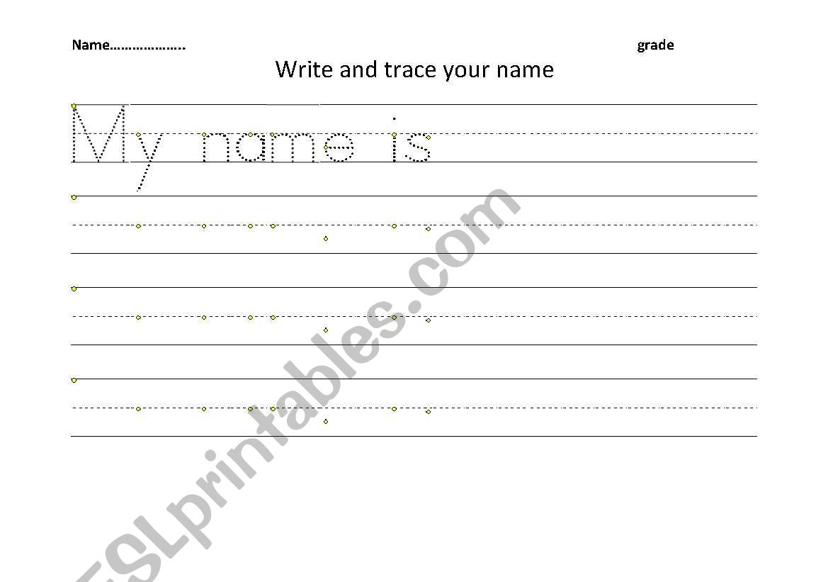 English Worksheets: Write And Trace Your Name