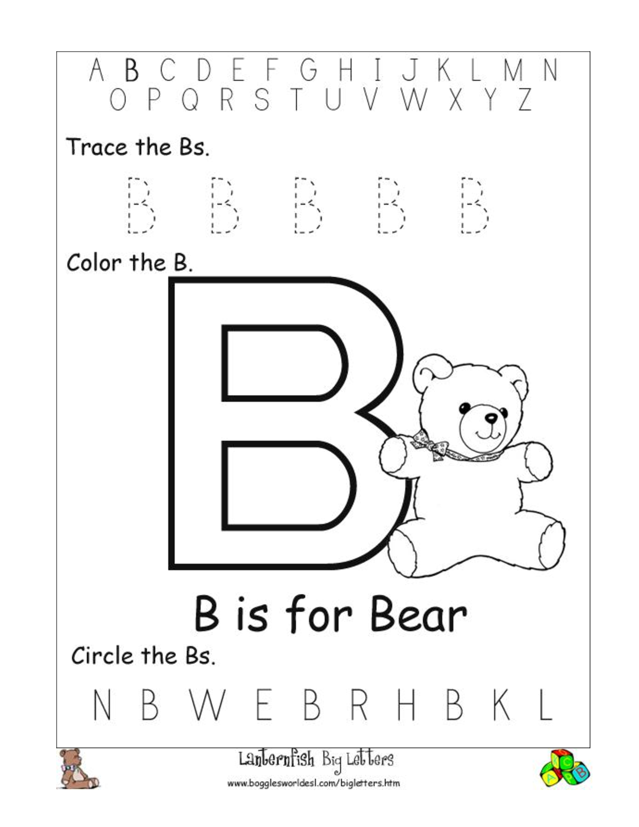 Find It. | Letter B Worksheets, Alphabet Tracing Worksheets