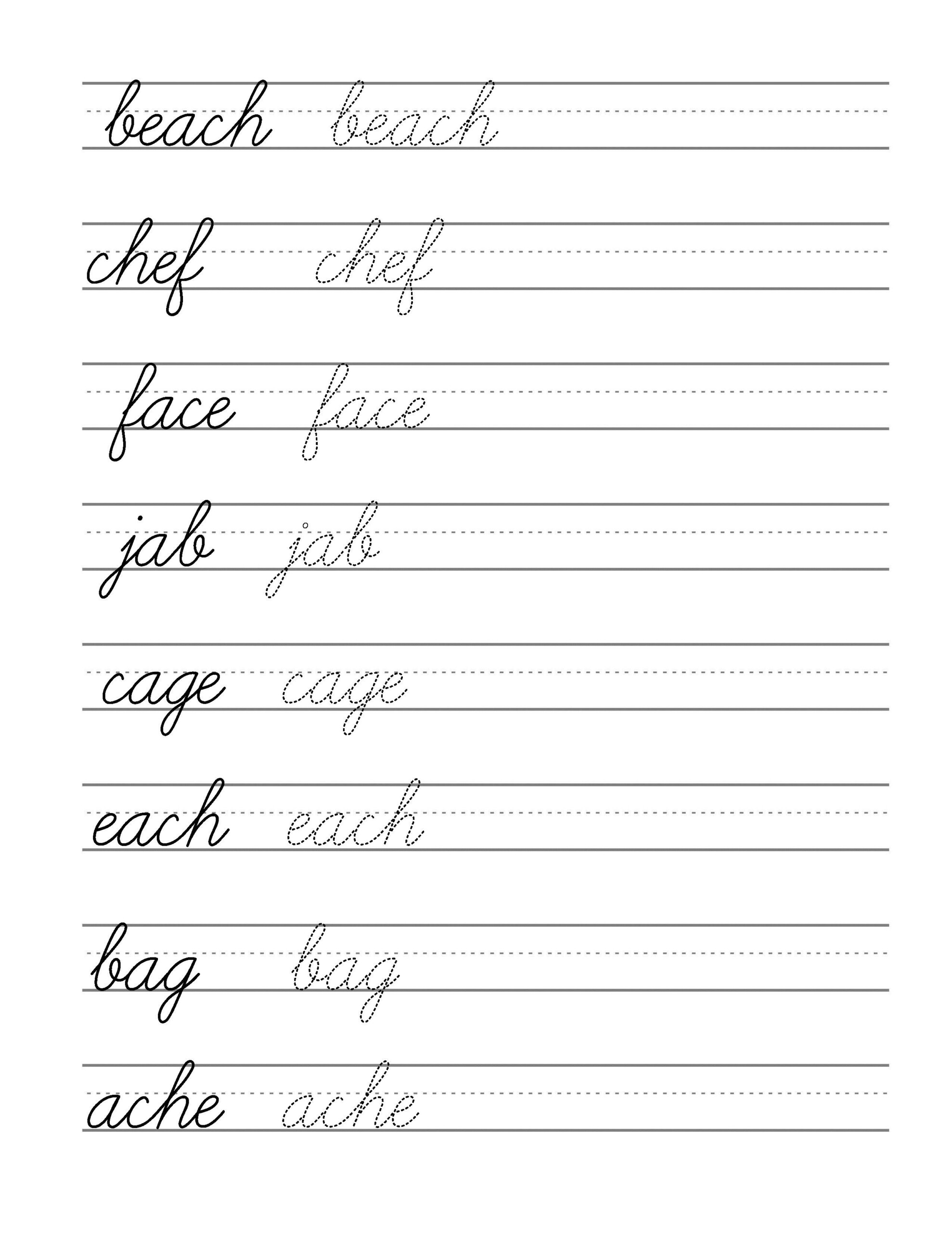 Cursive Letters Worksheets Printable