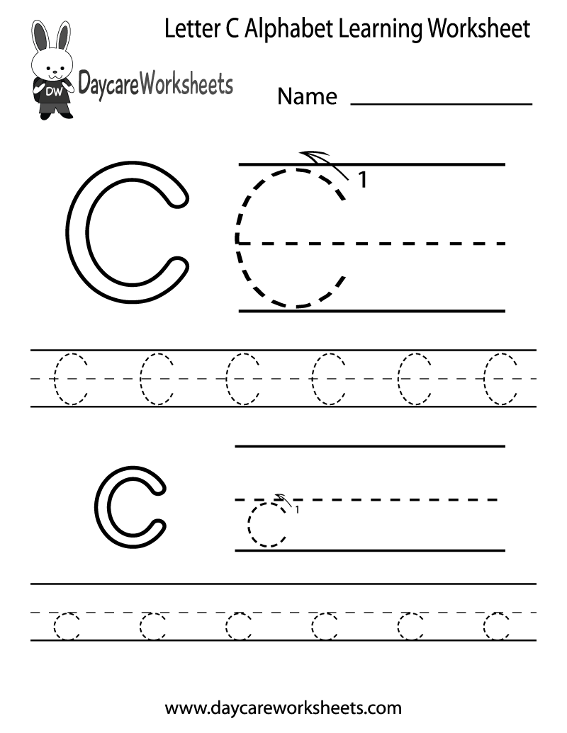 Free Letter C Alphabet Learning Worksheet For Preschool