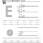 Free Letter E Alphabet Learning Worksheet For Preschool