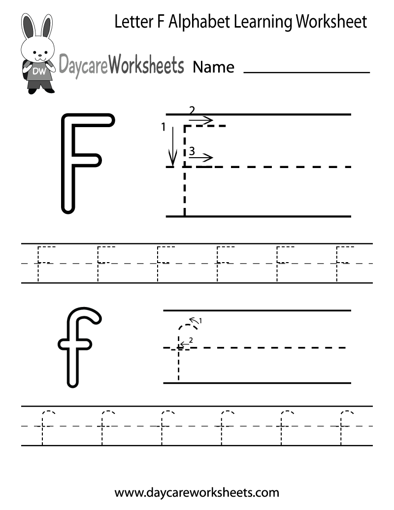 Free Letter F Alphabet Learning Worksheet For Preschool