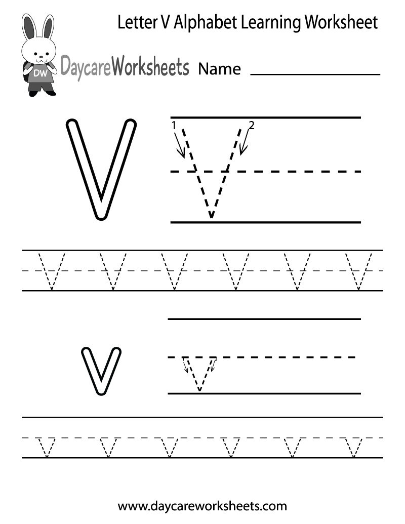 Free Letter V Alphabet Learning Worksheet For Preschool