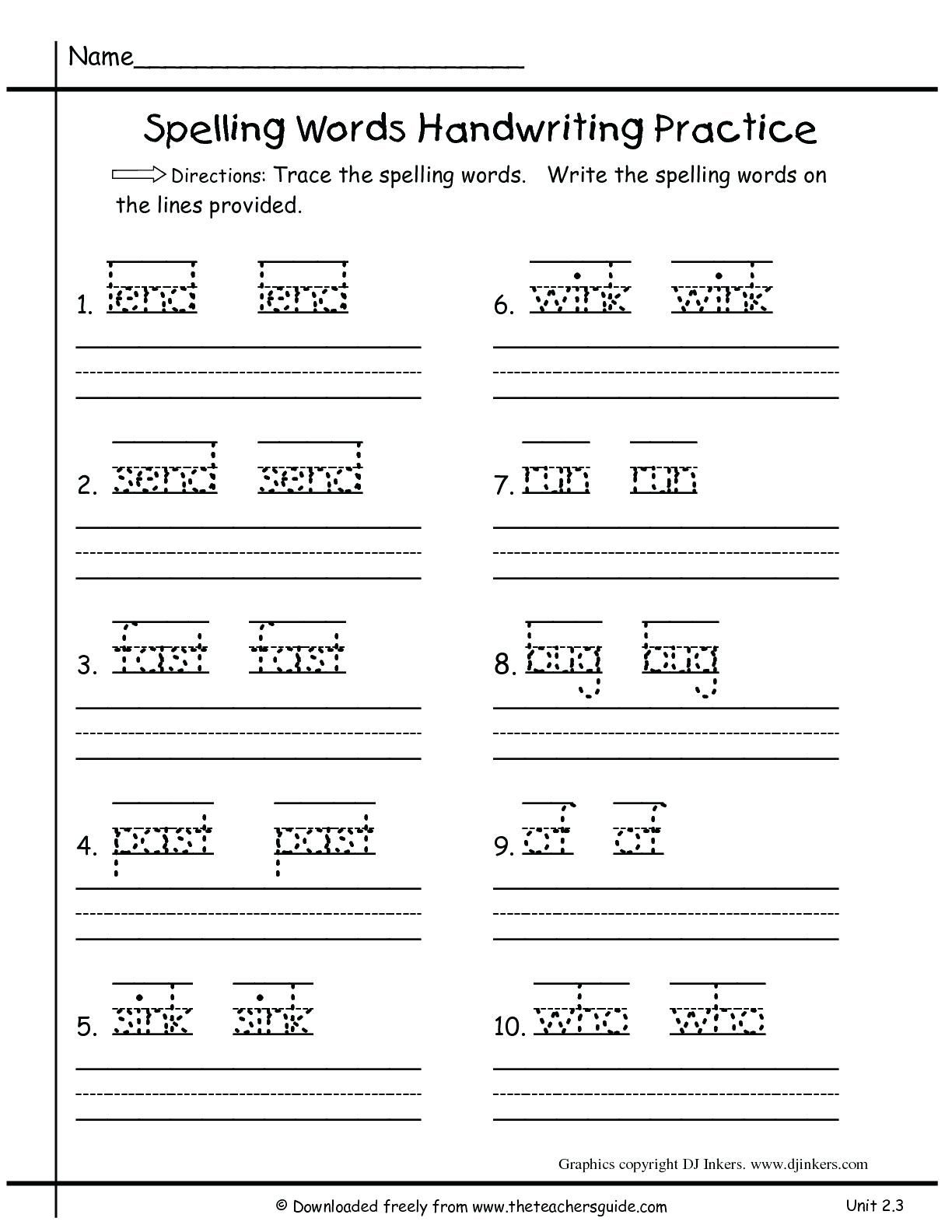 Free Name Handwriting Worksheets Pictures Activities