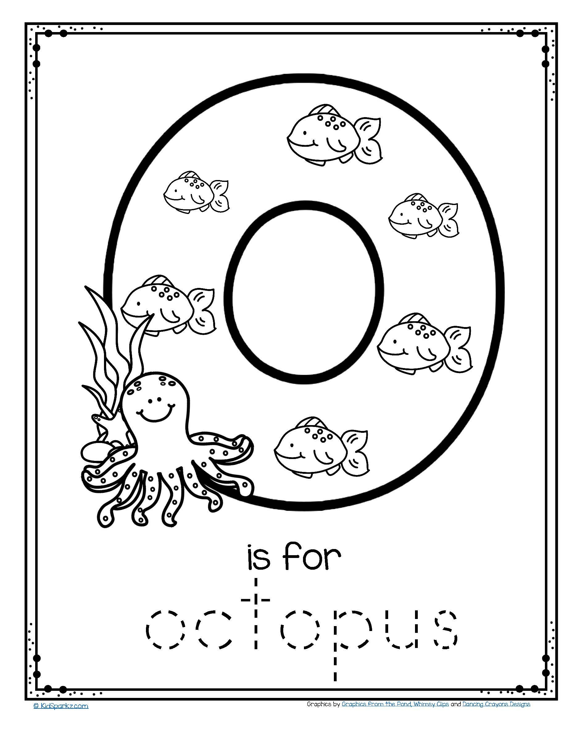 Free O Is For Octopus (And Ocean) Trace And Color Alphabet