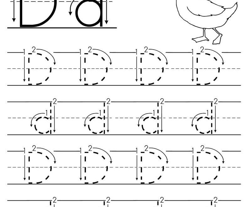 Free Printable Letter D Tracing Worksheet With Number And