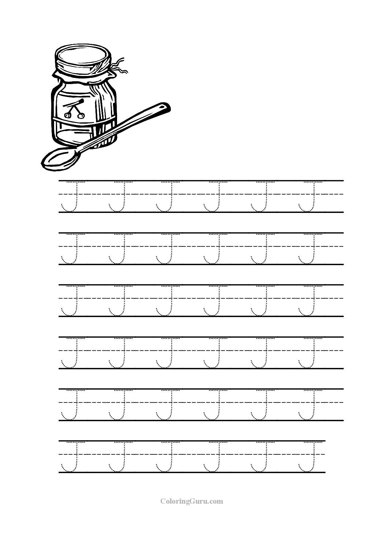 Free Printable Tracing Letter J Worksheets For Preschool