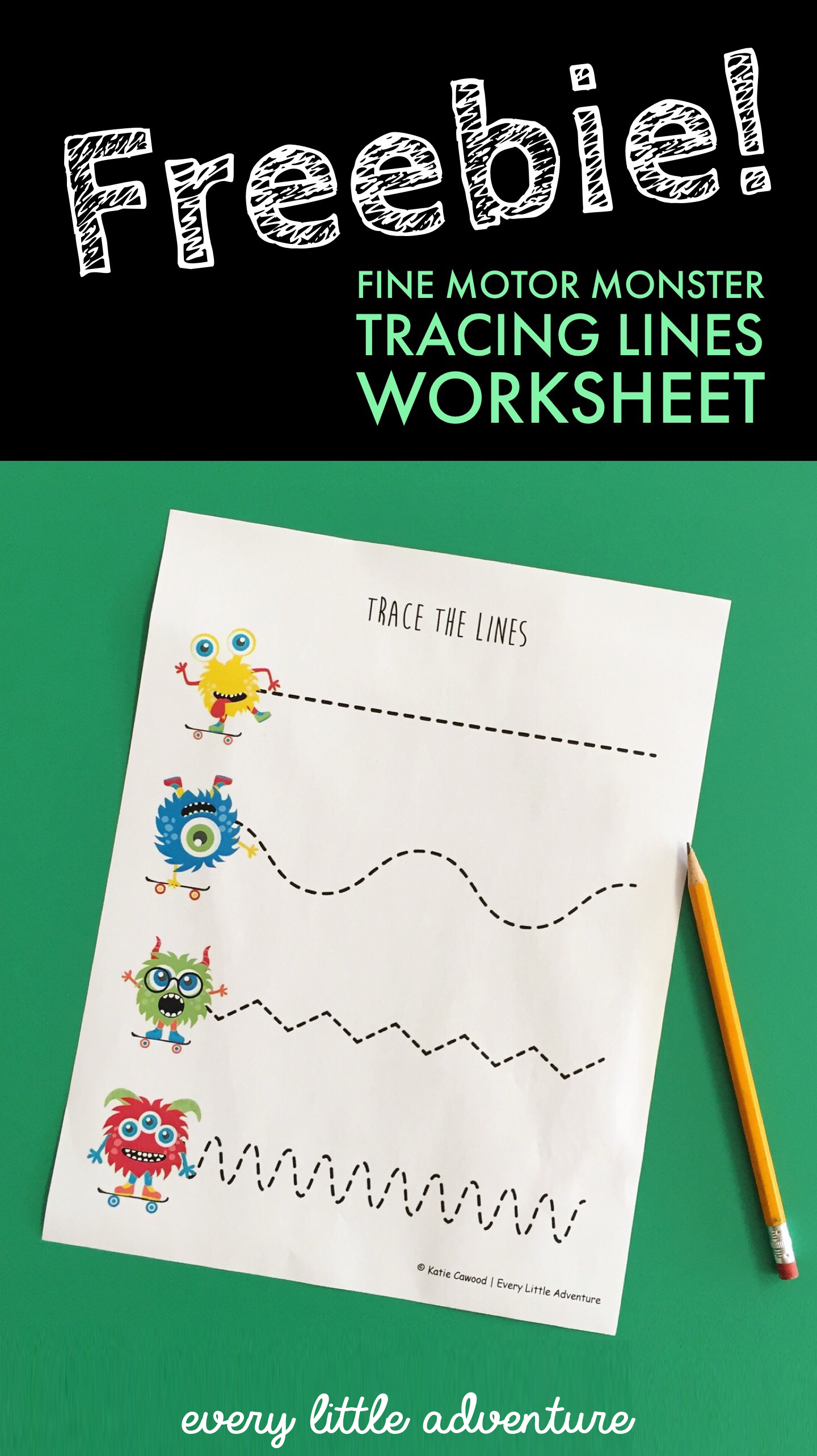 Freebie Monster Theme Fine Motor Worksheet -