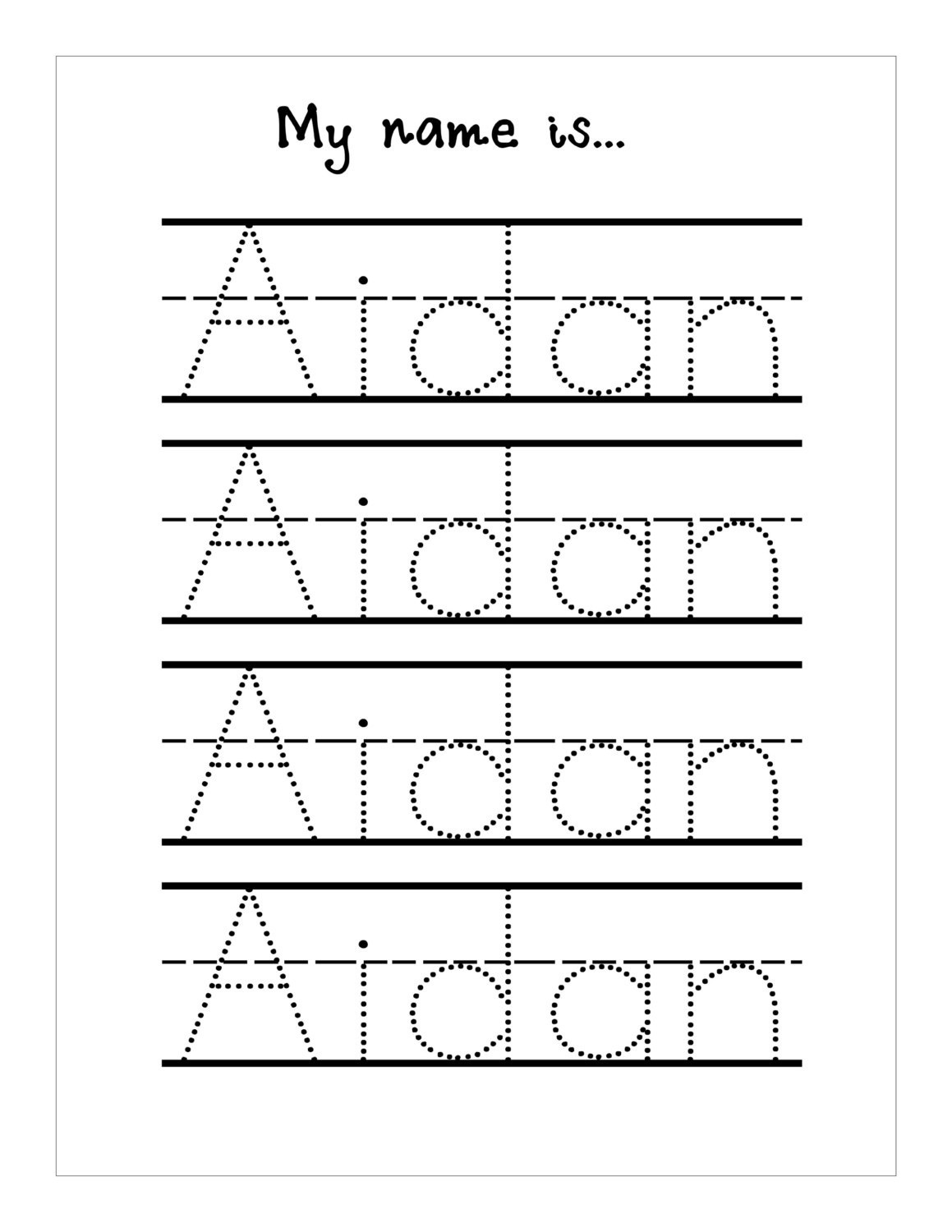 Handwriting Practice With Trace Name Worksheets | Activity