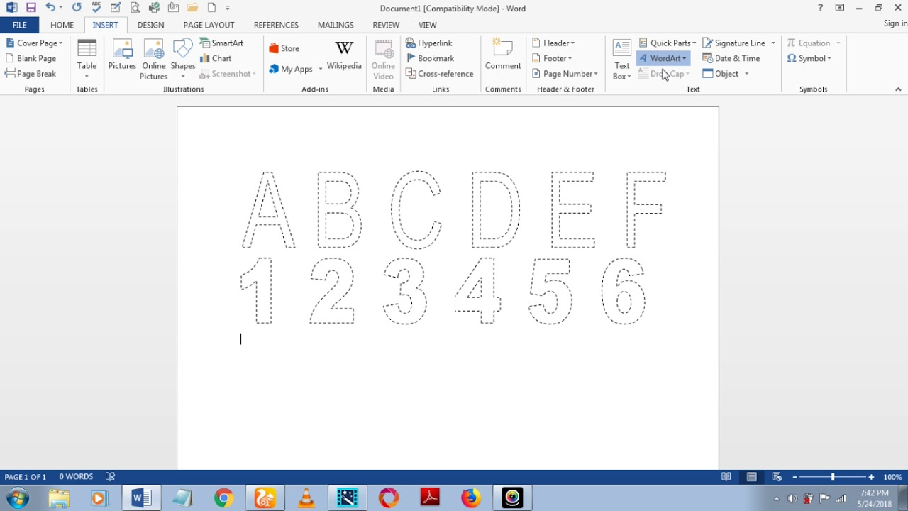 How To Make Dashed Letters And Number Tracing In Microsoft