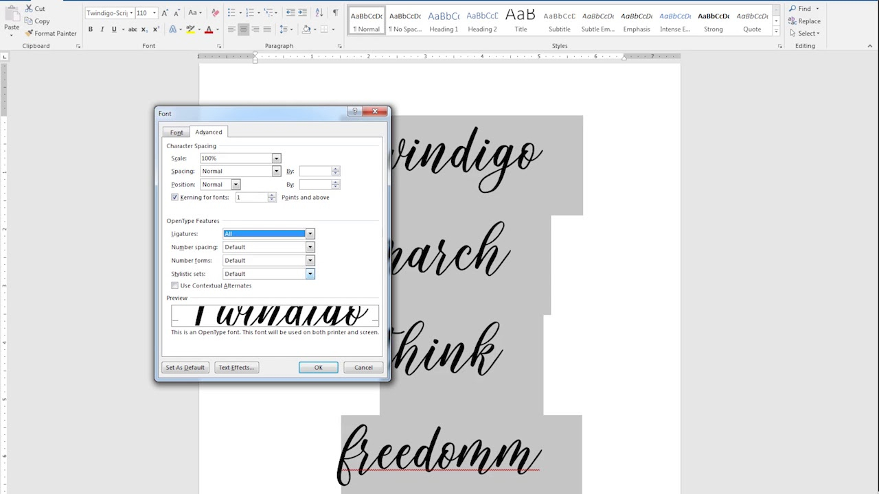How To Use Opentype Fonts In Microsoft Word