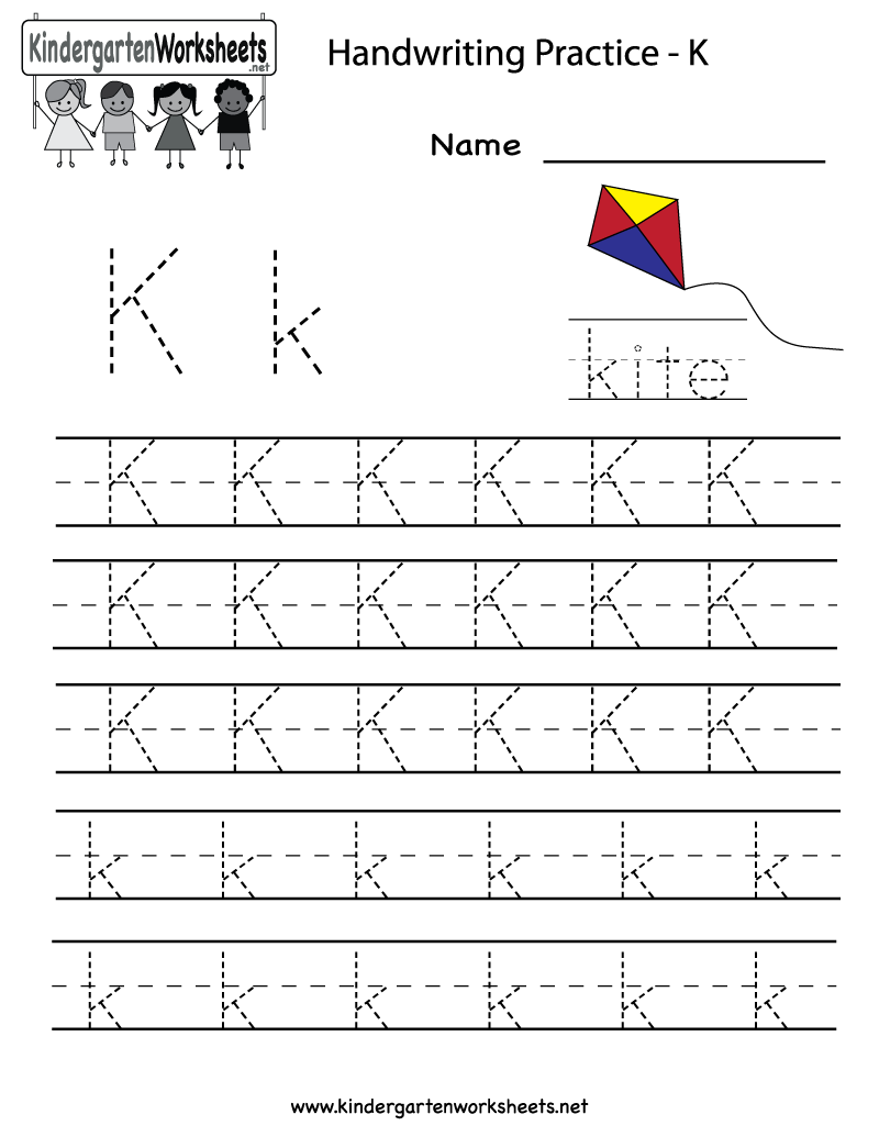Kindergarten Letter K Writing Practice Worksheet Printable