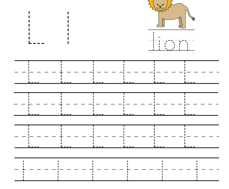Kindergarten Letter L Writing Practice Worksheet Printable