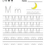 Kindergarten Letter M Writing Practice Worksheet Printable