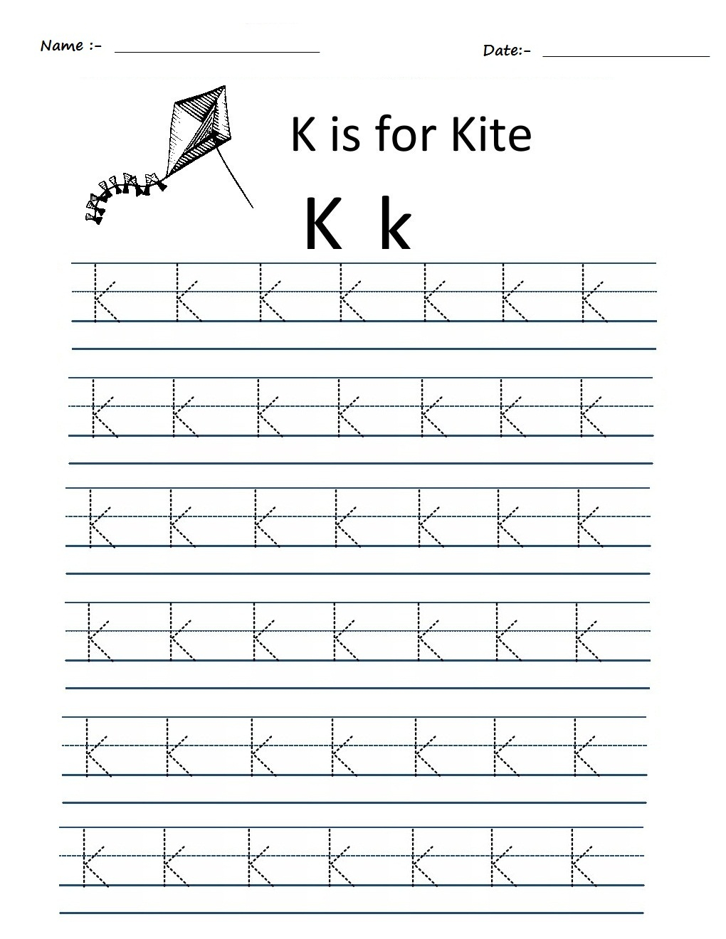 Letter Tracing K | TracingLettersWorksheets.com