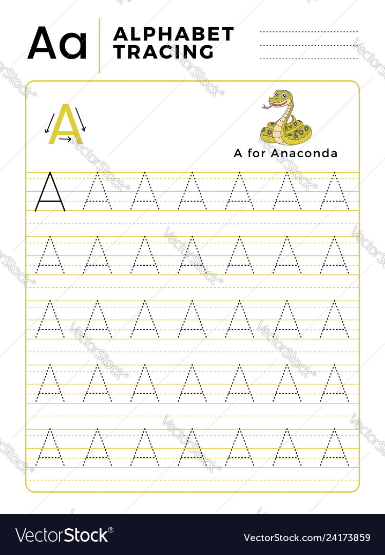 Letter A Alphabet Tracing Book With Example And