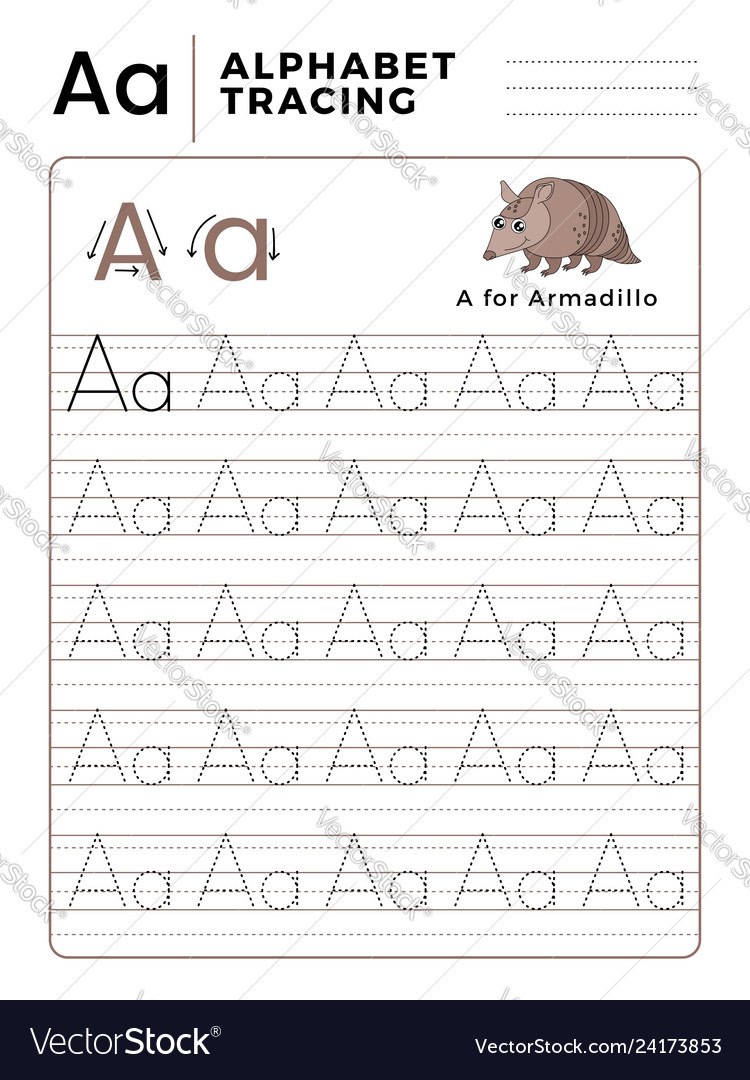 Letter A Alphabet Tracing Book With Example And