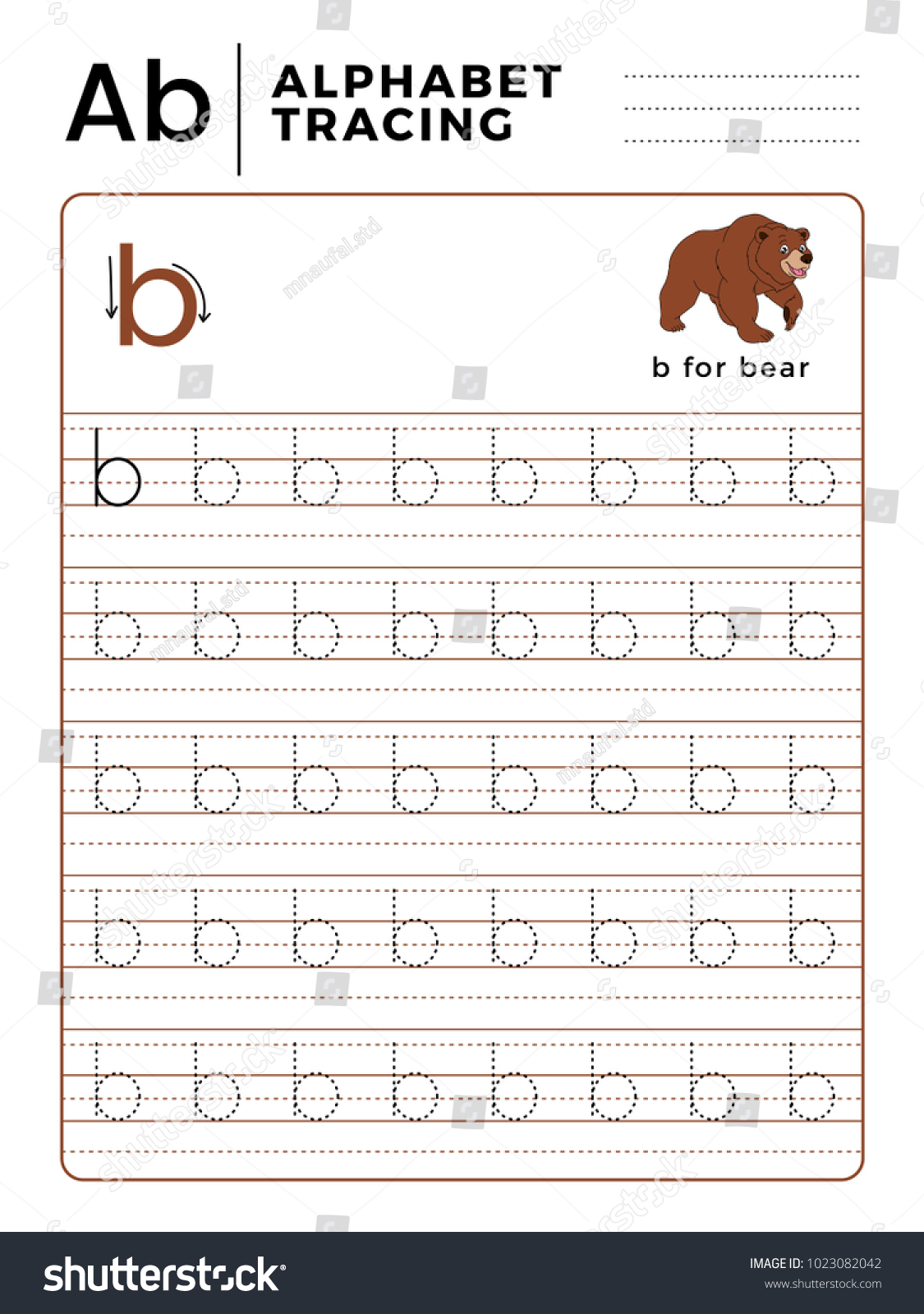 Letter B Alphabet Tracing Book Example Arkivvektor