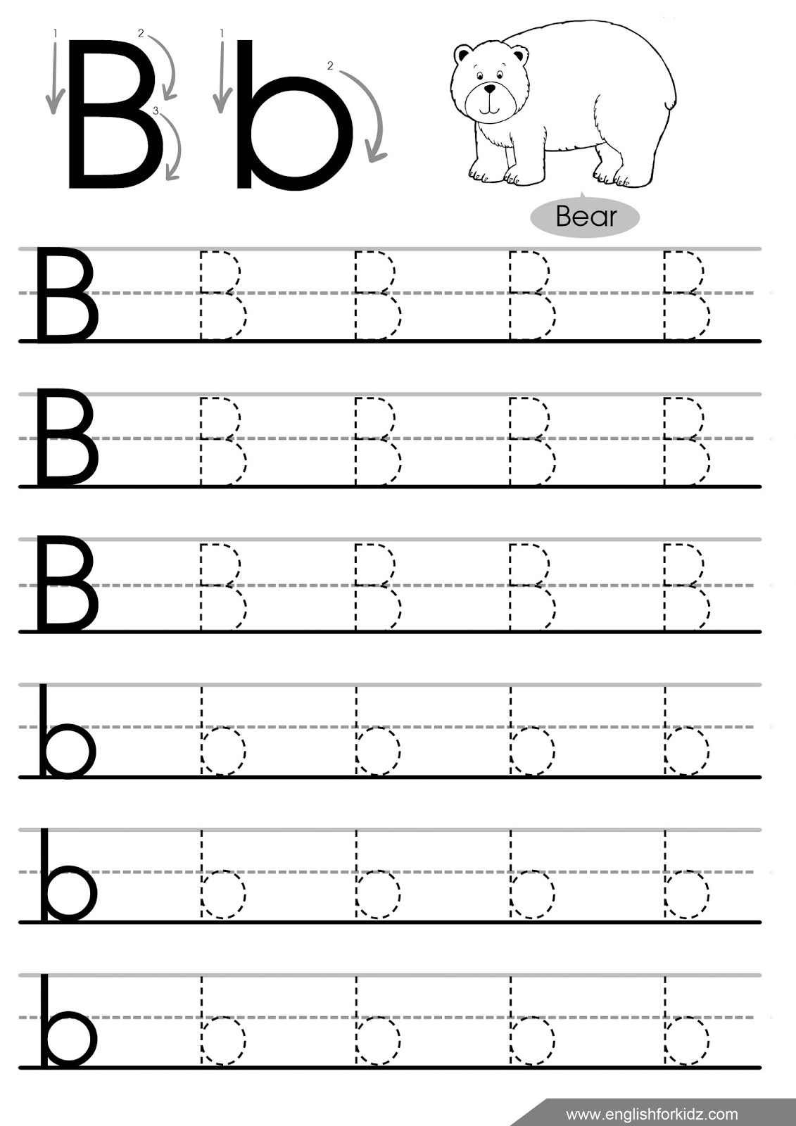 Letter B Worksheets, Flash Cards, Coloring Pages